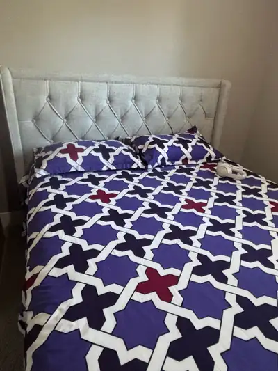 Queen-size box bed with mattress - $409, View more