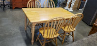 PINE DINETTE SET WITH 4 HOOP BACK CHAIRS -