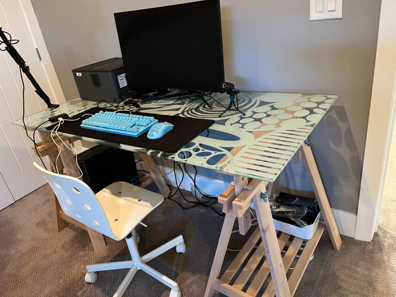 Ikea glass sawhorse desk / drafting table Desks Saskatoon Kijiji