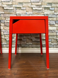 IKEA Selje red metal side bed couch table nightstand