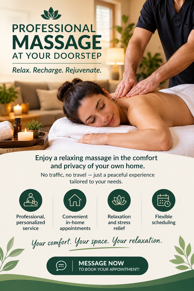 ✨LADIES! PROFESSIONAL MASSAGE AT YOUR DOORSTEP ✨