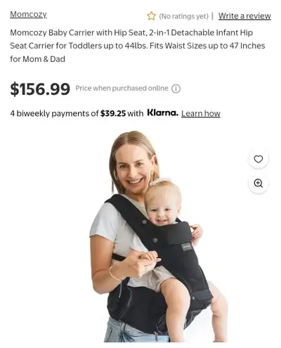 Momcozy 2-in-1 Ergonomic Hip Seat Baby Carrier, View more