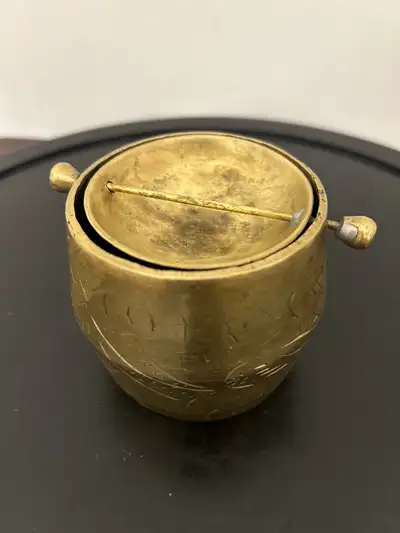 Vintage Brass Chinese Ashtray / Incense Burner 3”, View more