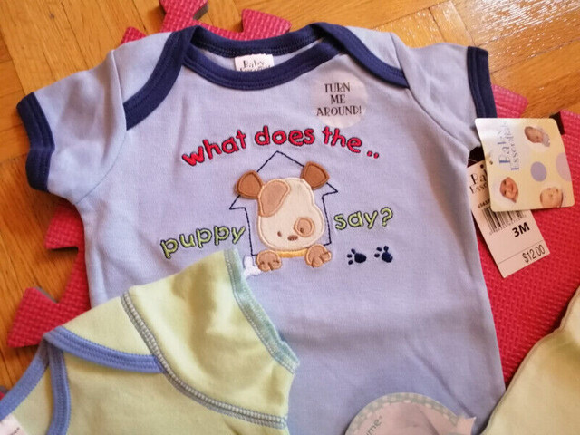 NEW: Set of 4 Baby Essentials Bodysuits (2 x 3 mths, 2 x 9 mths) in Clothing - 6-9 Months in Mississauga / Peel Region - Image 3