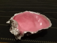 Silver / Pink Hand Painted Oyster Shell Trinket/Ring/Jewelry Dis