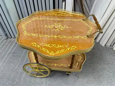 Vintage drop leaf Italian serving cart, View more