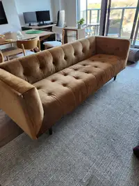 Brown Velvet Sofa - Three Seater