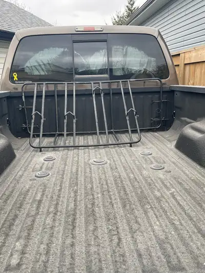 For Sale Advantage Sportsrack truck mounted bike rack holds 4 bikes - using front tire clamp can fit...