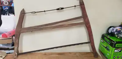 Antique Buck Cross Cut Wood Bow Saw Mid. 1800's Up for sale we have this nice Antique hand made wood...