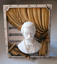Vintage J. Strauss Bust with Sheet Music Cast Statue Picture