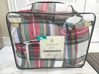 Like New King Flannel Comforter Set 5Pieces , View more