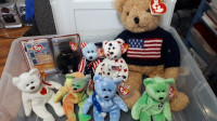 8 Beanie Baby Bears by Ty. Many rare and vintage collectables