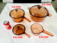 ❤️ Corning Visions Amber Pot, Sauce Pan, Dutch Oven  ($30-$60)