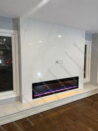procelain/quartz fireplace fabricatior and installation 