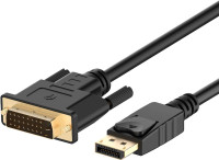 DisplayPort (DP) to DVI Cable, Gold Plated, 6 Feet, Black