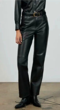 Zara 100% vrai cuir leather pentalon pants aritzia blazer jacket