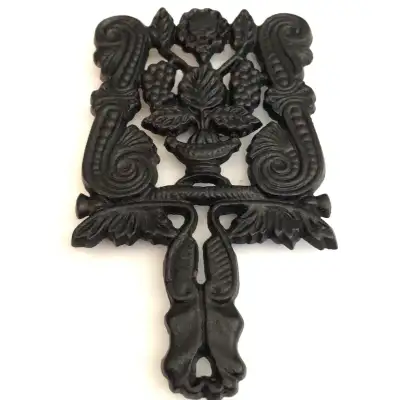 Cast Iron Trivet with Handle Grape Pattern, View more