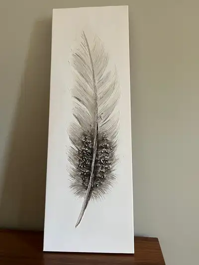 Bouclair - NEW - feather oil painted canvas - 10X30", View more