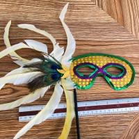 Masquerade Eye Mask - Yellow Feathers