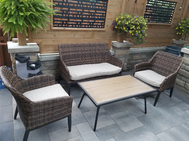 Outdoor Patio Wicker Conversation Set in Patio & Garden Furniture in Oakville / Halton Region - Image 2