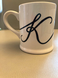 Monogrammed “K” mug Indigo- new