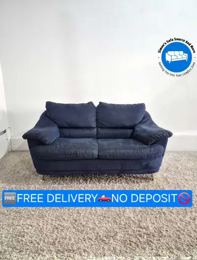 FREE DELIVERY Affordable & Compact Navy 2 Seater/Loveseat Sofa, View more