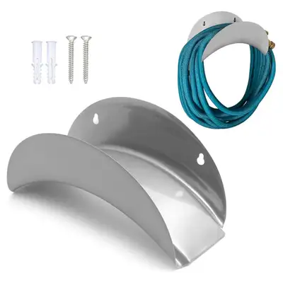 Keep your garden hose neat and accessible with this brand new, wall-mounted garden hose holder, desi...