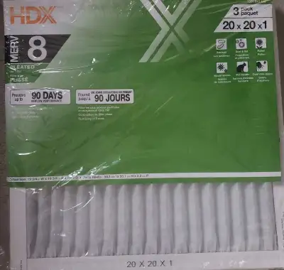 MERV 8 Pleated Air Filter MPR 700 PACK OF 3 (4 Packs available) Model # BXHDX2020PR3 Pleated furnace...