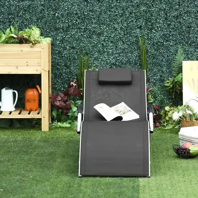 Sun Lounger Reclining Chair Portable Armchair with Pillow  in Patio & Garden Furniture in Markham / York Region - Image 11