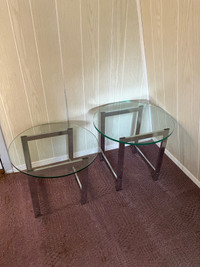 Tempered Glass & Chrome Side Tables