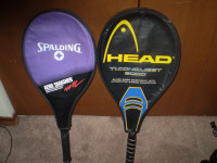 HEAD + SPALDING TENNIS RAQUETS + COVERS in Excellent Condition