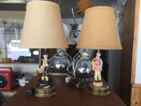 Paire de lampes vintage de chevet asiatiques chinoiseries