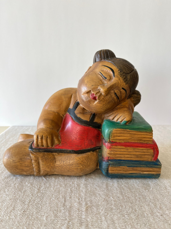 BOOKENDS WOODEN CARVING ASIAN CHILDREN SLEEPING ON BOOKS VINTAGE in Arts & Collectibles in Edmonton - Image 3