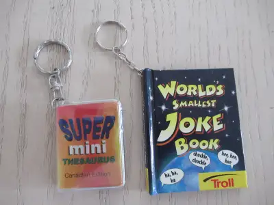 World's Smallest Joke Book & Super Mini Thesaurus Keychains -NEW, View more