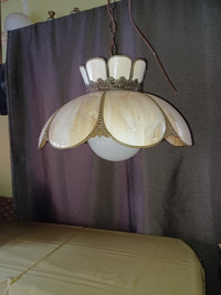 Vintage slag glass hanging lamp