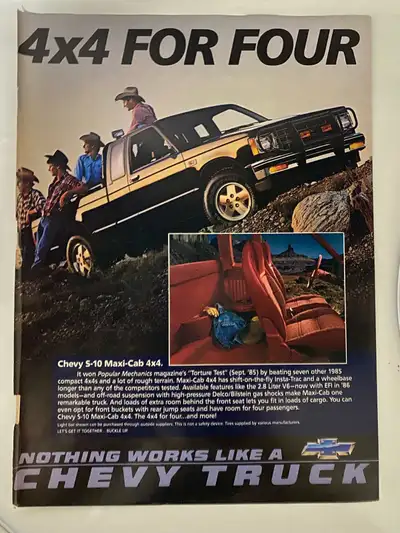 “Nothing works like a Chevy truck.” Dimensions : 8 inches wide by 11 inches high. In excellent condi...