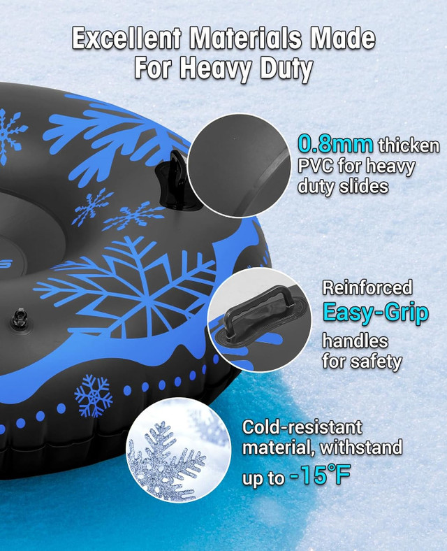 Snow Tube Sled for Kids and Adults, 0.8mm Thick Heavy Duty 47" I in Hand Tools in Mississauga / Peel Region - Image 4