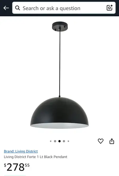 Living District Black Pendant Light, View more