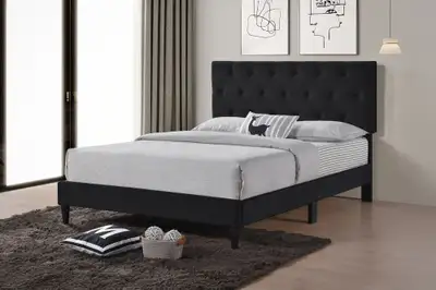 New Doreen Black Velvet King Size Platform Bedframe, View more