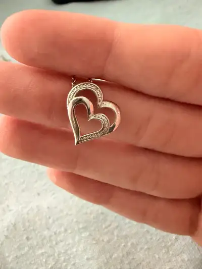 silver heart necklace, View more