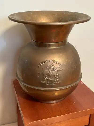 Vintage Pony Express Brass Spittoon -, View more