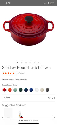 Le Creuset shallow round Dutch oven