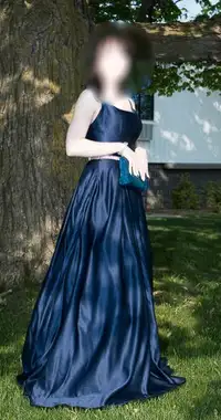 Laura Petite Prom/ Evening  Dress Size 0 Midnight Blue Satin