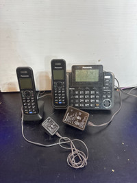  Panasonic 2 line telephone with base unit and one satellite