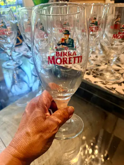 12 Birra Moretti branded glasses, View more