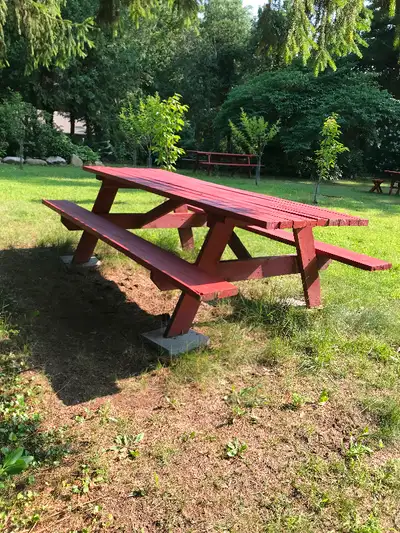 Well built picnic table, solid 8 feet long