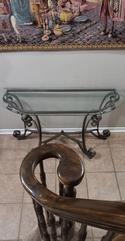 Elegant console table scrolled cast iron base in Other Tables in Ottawa - Image 4