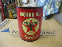 DECORATIVE TEXACO MOTOR OIL CAN TIN WALL SIGN $20. MANCAVE DECOR