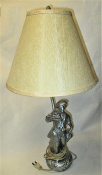 Vintage Cast Metal Figure Table Lamp H.22"/Figure H.10" Good Con