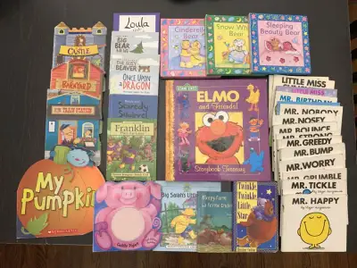 30+ books, including over 10 Mr Men/Little Miss series. For age 4-7. Pick up only